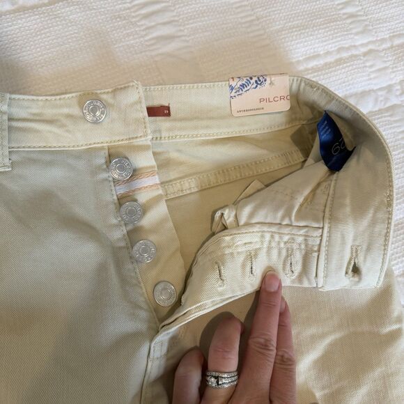 NEW Anthropologie Pilcro Jeans Womens 29 Beige High Rise Trouser Bootcut Denim - Picture 11 of 14